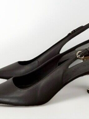 Katy Perry Collections Oceanview Sling Back Coffee Faux Nappa Gold Heel size 8.5